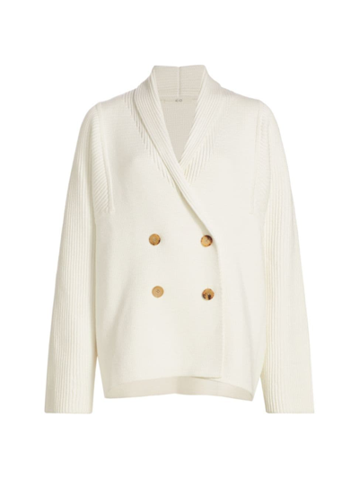 Co Women's Double-breasted Tton-blend Cardigan In White