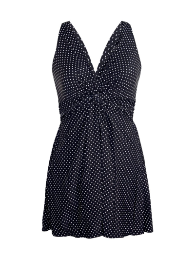 Miraclesuit Swim Women's Pin Point Marais Polka Dot Swim Dress In Black White