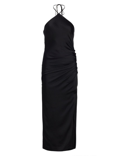 Simkhai Women's Hansel Ruched Satin Halterneck Gown In Black