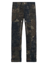 GIVENCHY MEN'S CAMOUFLAGE PRINTED JEANS IN BORO EFFECT DENIM
