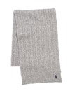 Polo Ralph Lauren Wool And Cashmere Cable Knit Scarf In Soft Grey