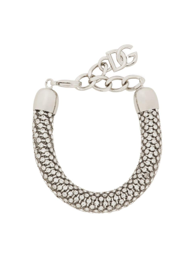 Dolce & Gabbana Women's Silvertone & Crystal Rolled Chain Bracelet