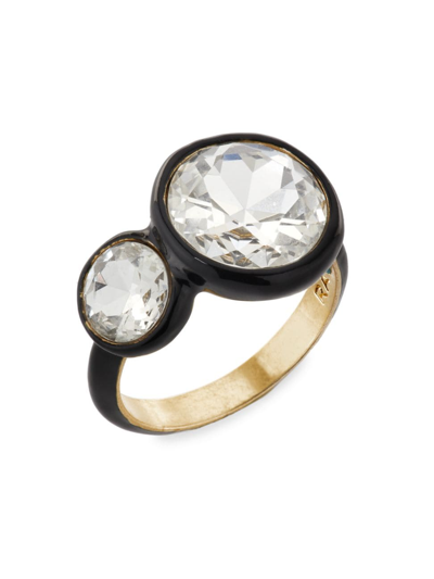 Roxanne Assoulin Women's Back In Black Goldtone, Glass Crystal & Enamel Ring