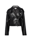 GOOD AMERICAN WOMEN'S FAUX-LEATHER CROPPED MOTO JACKET