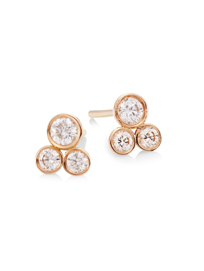 Ileana Makri Women's Classic Triple Dot 18k Yellow Gold & Diamond Cluster Stud Earrings In Rose Gold