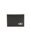 Ferragamo Textured Leather Wallet With Logo In Black