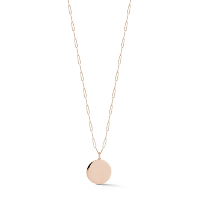 Dana Rebecca Designs Drd Paperclip Disc Charm Necklace In Rose Gold
