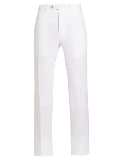 Kiton Men's Linen Mid-rise Straight-leg Pants In White