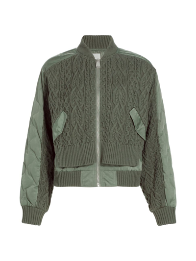 Simkhai Rollins Quilted Shell And Cable Knit Bomber Jacket In Park Slope