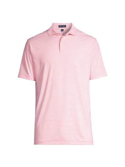 Peter Millar Men's Crown Crafted Sawyer Striped Polo Shirt In Peach Bloom