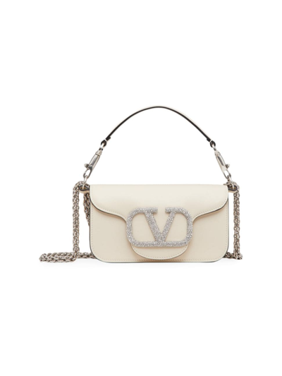 Valentino Garavani Women's Locò Small Shoulder Bag With Jewel Logo In Light Ivory
