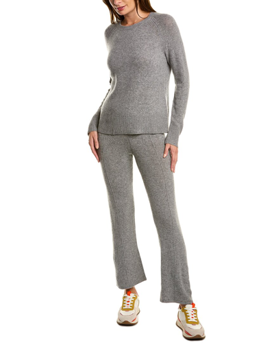 Hannah Rose 2pc Cashmere-blend Sweater & Pant Set In Grey
