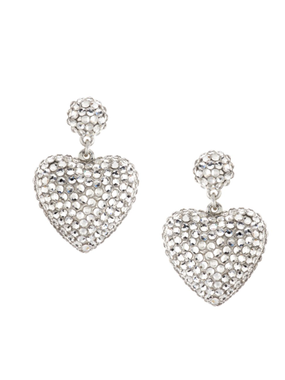 Roxanne Assoulin Women's Heart & Soul Silvertone & Cubic Zirconia Heart Drop Earrings In Vintage Silver