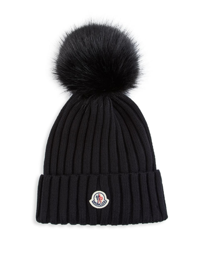 Moncler Pom-detailed Wool Beanie In Black