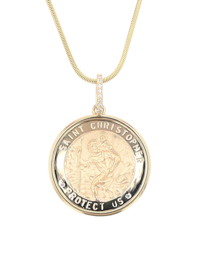 Sheryl Lowe Women's 14k Yellow Gold & 0.16 Tcw Diamond St. Christopher Medallion Pendant Necklace