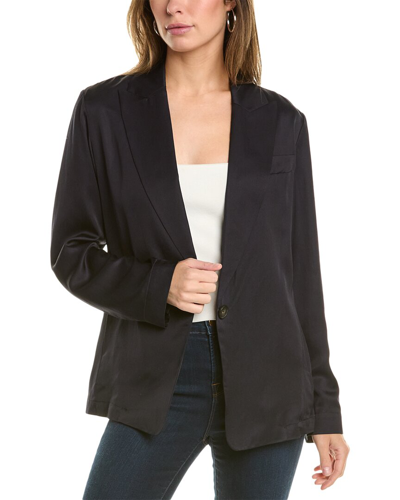 Vince Drapey Silk-blend Blazer In Blue