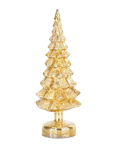 K & K Interiors Ch 13 Inch Gold Led Mercury Glass Tree On Pedestal
