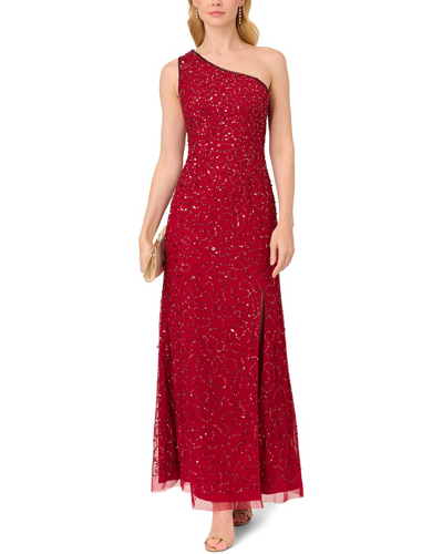 Adrianna Papell Mermaid One Shoulder Maxi Dress In Red