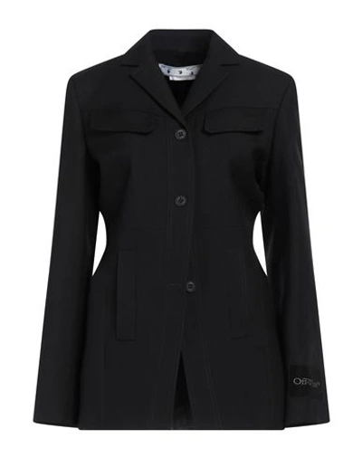 OFF-WHITE OFF-WHITE WOMAN BLAZER BLACK SIZE 4 VIRGIN WOOL