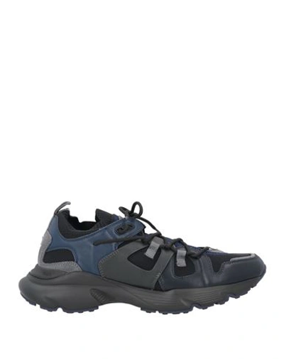 Tod's Man Sneakers Navy Size 9 Leather, Textile Fibers In Navy Blue