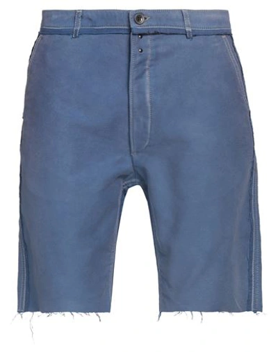 Maison Margiela Man Denim Shorts Slate Blue Size 36 Cotton
