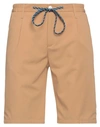 Daniele Alessandrini Homme Man Shorts & Bermuda Shorts Camel Size 32 Polyester, Viscose, Elastane In Beige