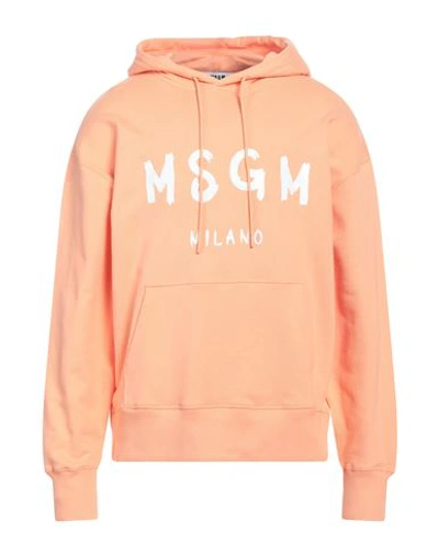 Msgm Man Sweatshirt Orange Size Xl Cotton