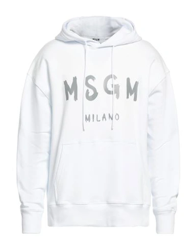 Msgm Man Sweatshirt White Size Xl Cotton