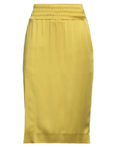 Tom Ford Woman Midi Skirt Mustard Size 4 Acetate, Viscose In Yellow