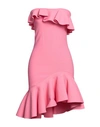 Alexander Mcqueen Knitted Mini Dress With Ruffles In Pink