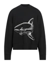 Palm Angels Broken Shark Print Sweatshirt In Black