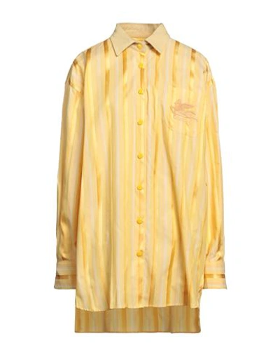 Etro Woman Shirt Yellow Size 4 Cotton, Viscose, Silk