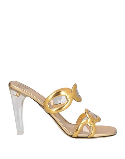 Valentino Garavani Woman Sandals Gold Size 10 Soft Leather, Plastic