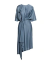 Victoria Beckham Woman Midi Dress Pastel Blue Size 6 Viscose, Elastane, Polyester In Blue