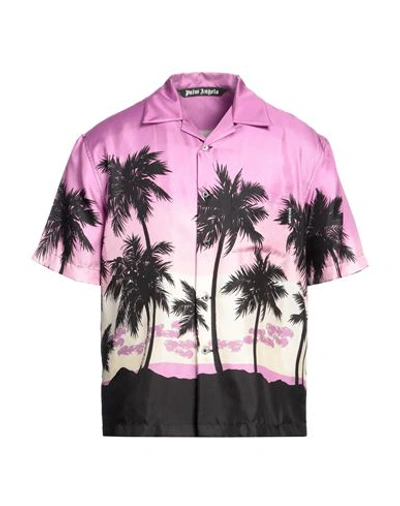 PALM ANGELS PALM ANGELS MAN SHIRT LIGHT PURPLE SIZE 38 SILK, POLYESTER
