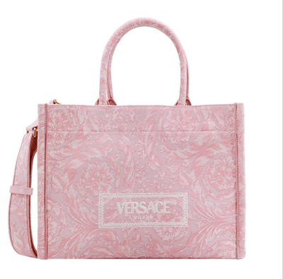 VERSACE VERSACE ATHENA LOGO EMBROIDERED TOTE BAG