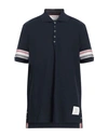 Thom Browne Man Polo Shirt Midnight Blue Size 4 Cotton