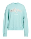 Palm Angels Broken Shark Cotton Sweatshirt In Blue