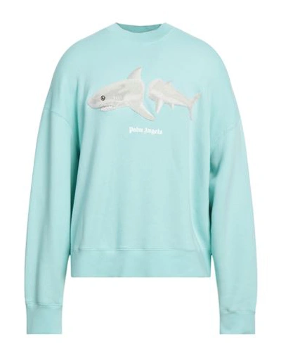 Palm Angels Shark Crewneck Sweatshirt In Blue