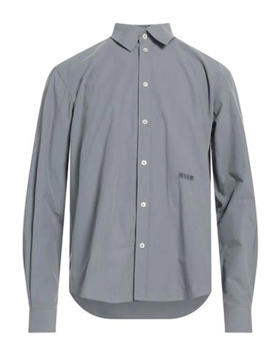 Msgm Man Shirt Grey Size 17 Organic Cotton