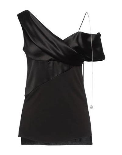 Loewe One-shoulder Draped Satin Top In Black