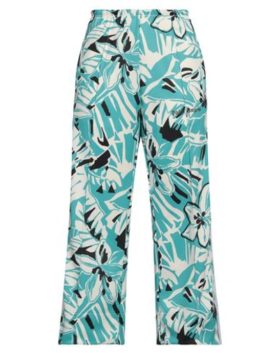 Palm Angels Woman Pants Turquoise Size L Polyester In Blue