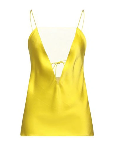 Stella Mccartney Woman Top Yellow Size 8-10 Acetate, Viscose, Silk