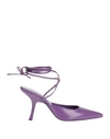 By Far Jen Lace-up 100mm Pumps In Purple