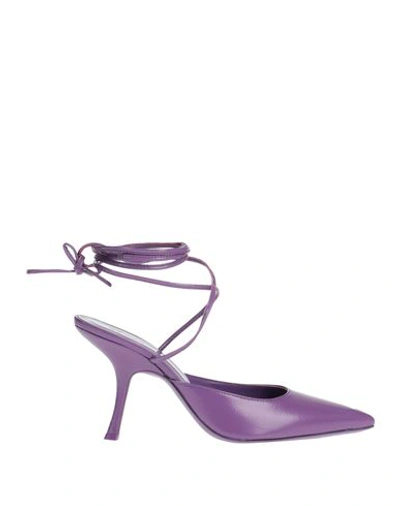 BY FAR BY FAR WOMAN PUMPS PURPLE SIZE 7 SOFT LEATHER