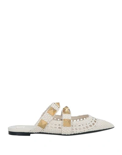 Valentino Garavani Woman Mules & Clogs Ivory Size 7.5 Soft Leather In White
