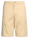 Kenzo Logo-patch Knee-length Cargo Shorts In Beige