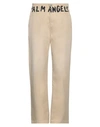 Palm Angels Man Pants Sand Size L Cotton, Polyamide In Beige