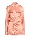 Off-white Off White Satin Mini Shirt Dress In Pink