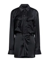 Off-white Satin Twist Shirt With Draping In Black